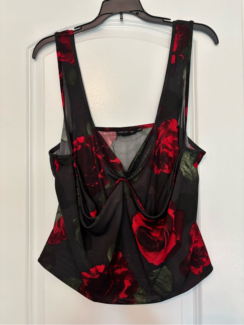Good American Mesh Bustier in Moody Red Roses Size 2XL